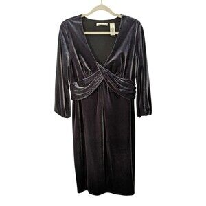 Laundry By Design Velour Short Dress Sz 12 Charcoal Gray Cocktail Party Holiday